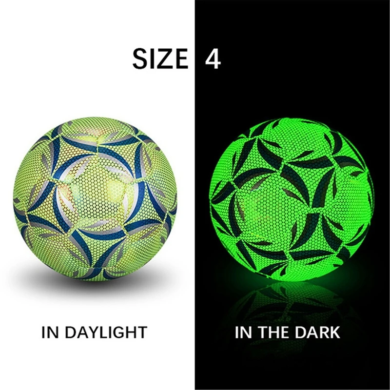 Светящийся футбольный мяч размером 4, ослепительно светящийся в темноте тренировочный и игровой мяч, долговременная яркость Изображение 3 