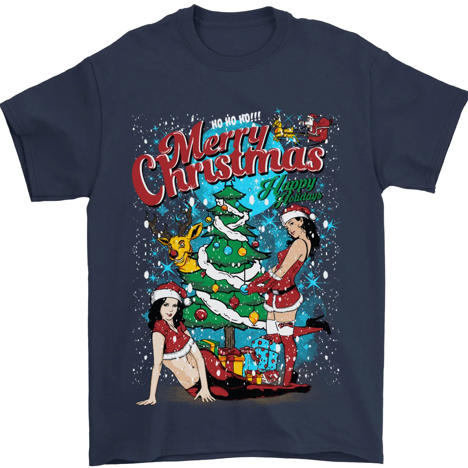 Сексуальная футболка Merry Christmas Funny Christmas из 100% хлопка