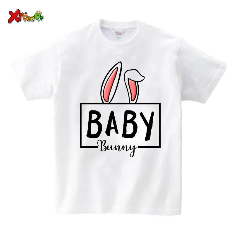 Семейные рубашки с кроликами, семейные футболки, семейные тройники, рубашка с Пасхальным кроликом, подходящая к одежде с пользовательским именем для семьи, подходящая к одежде для ребенка, футболка Изображение 3 