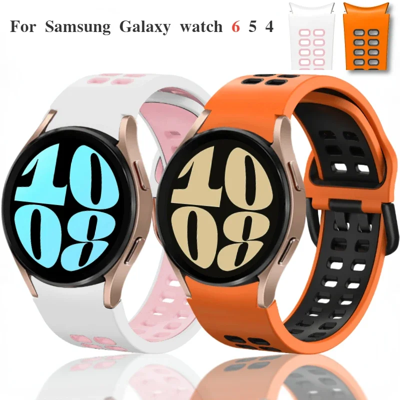 Силиконовый ремешок для Samsung Galaxy watch 6 5 4 45 мм 44 мм 40 мм Спортивный дышащий ремешок для часов 6 4 Classic 47 мм 43 мм 42/46 мм