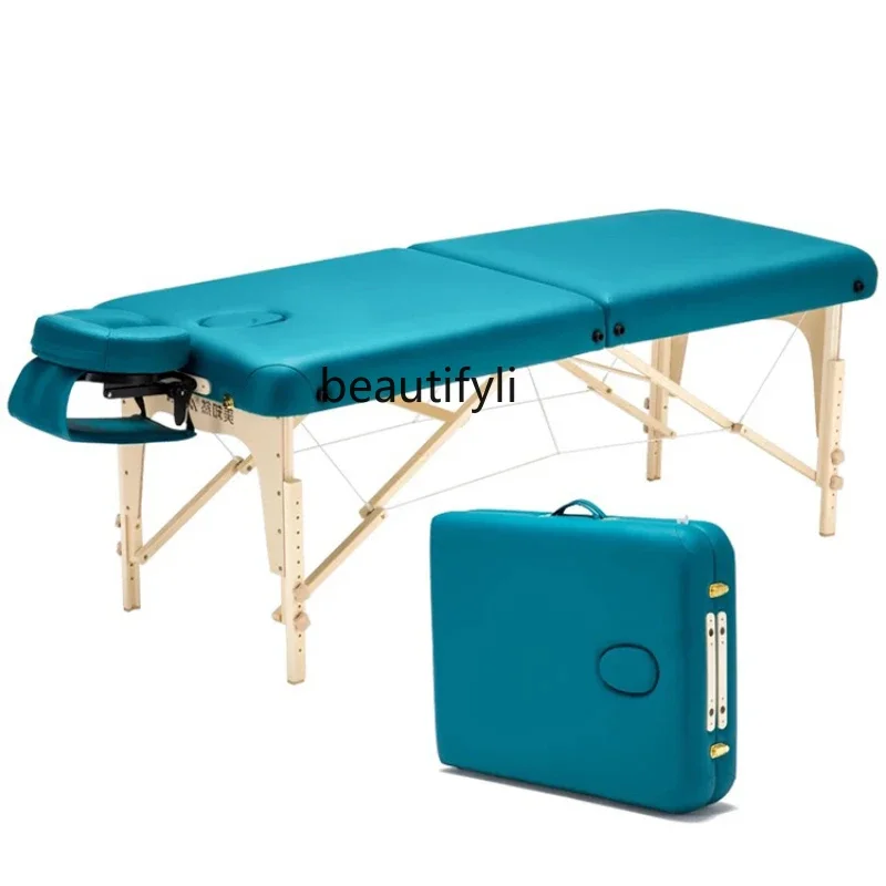 Складная Массажная кровать для массажа, Портативная Домашняя Портативная Кровать для косметической физиотерапии из массива дерева