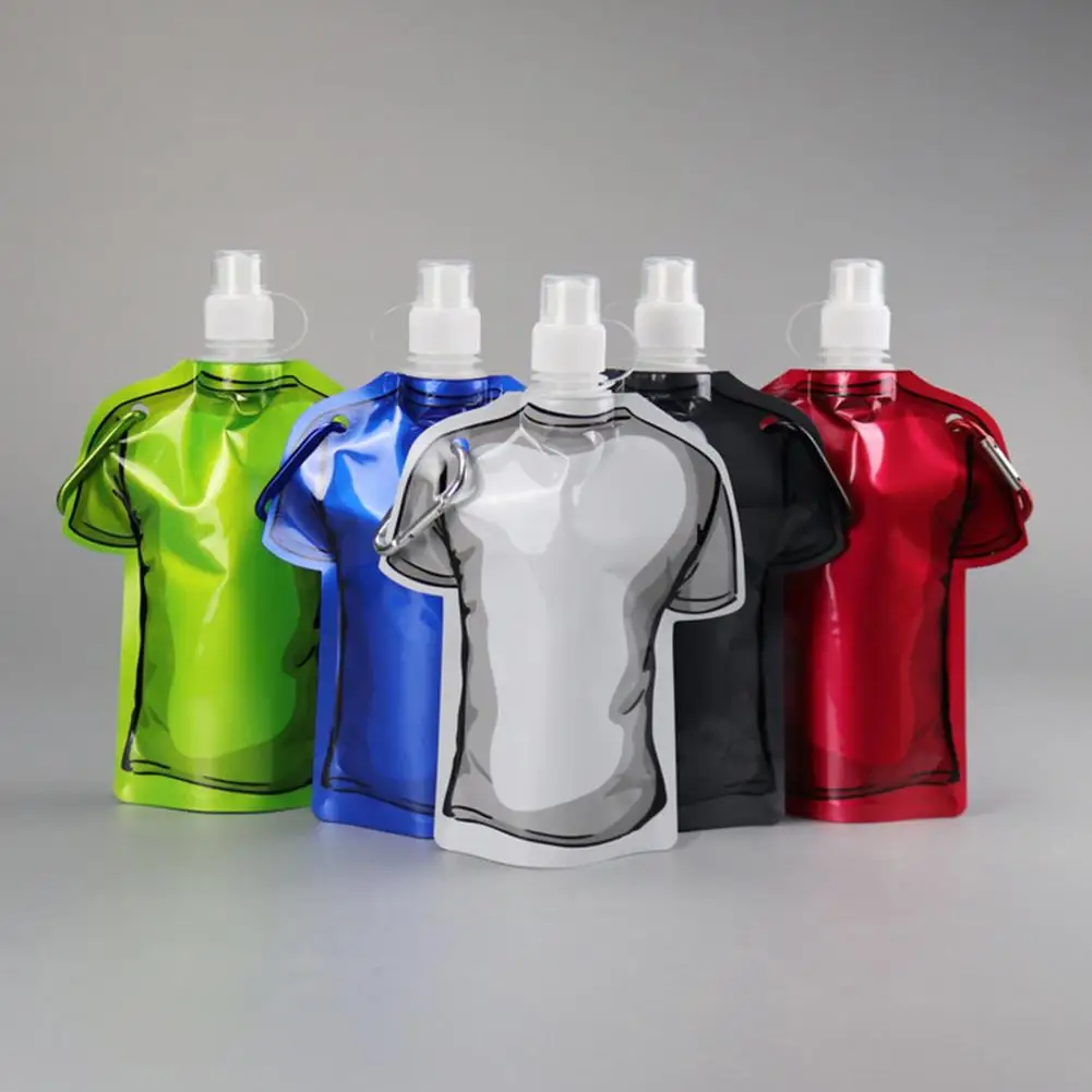 Складная бутылка для воды объемом 500 мл, чехол для воды в форме футболки, герметичная бутылка для питья, Походная сумка для кемпинга, спортивная сумка для воды