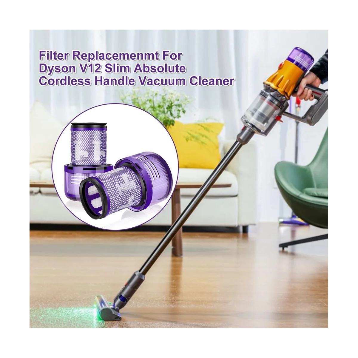 Сменные фильтры 2 шт. для беспроводного пылесоса Dyson V12 Detect Slim, сравнить с артикулом 971517-01 Изображение 2 
