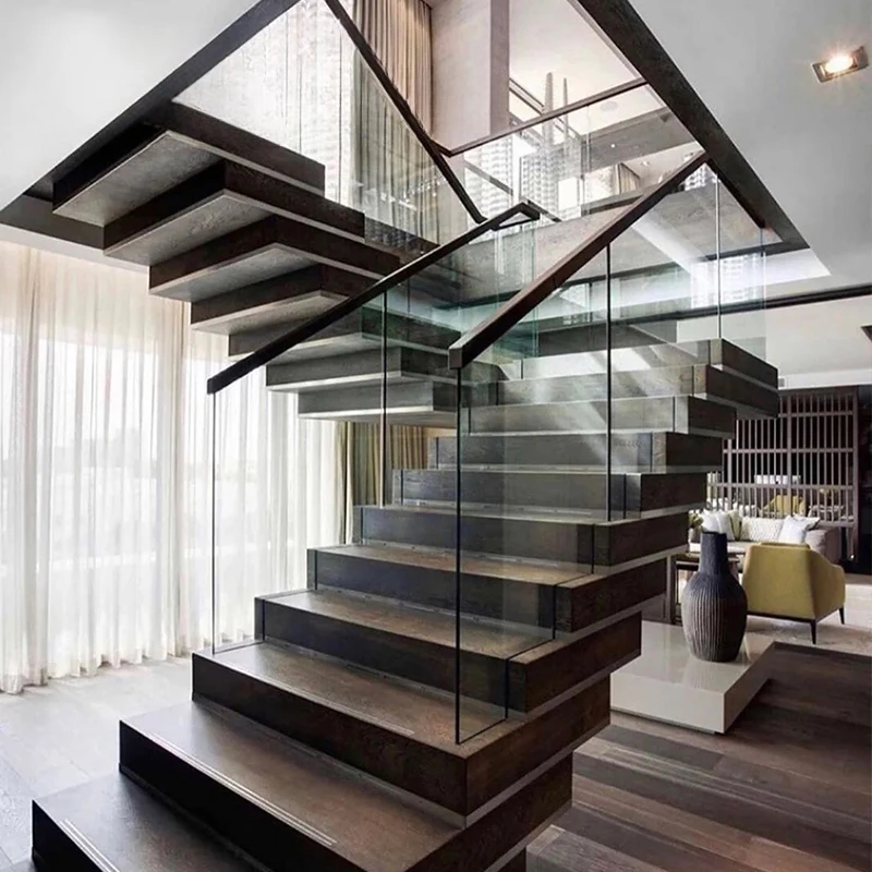 Современная простая двухуровневая лестница на весь второй этаж, лофт-дуплекс Изображение 3 