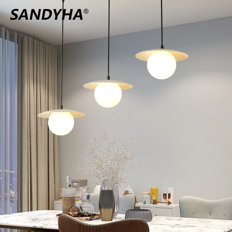Современные креативные светодиодные люстры, молочно-белый стеклянный шар, лампа для столовой, спальни, подвесной светильник, домашний декор, подвесной светильник