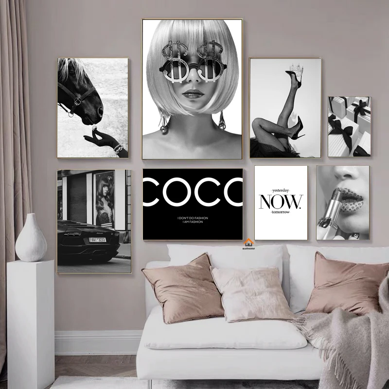 Современный черно-белый Модный сексуальный женский плакат, эстетичная картина на холсте, настенные художественные картины, плакаты и принты, домашний декор для гостиной