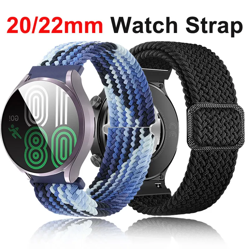 Спортивный ремешок с петлей для Samsung Galaxy Watch 6 5 4 40 мм 44 мм Нейлоновый ремешок 20 мм Браслет для Huami Amazfit BIP 3 3 Pro GTS 3 GTS4 Ремень