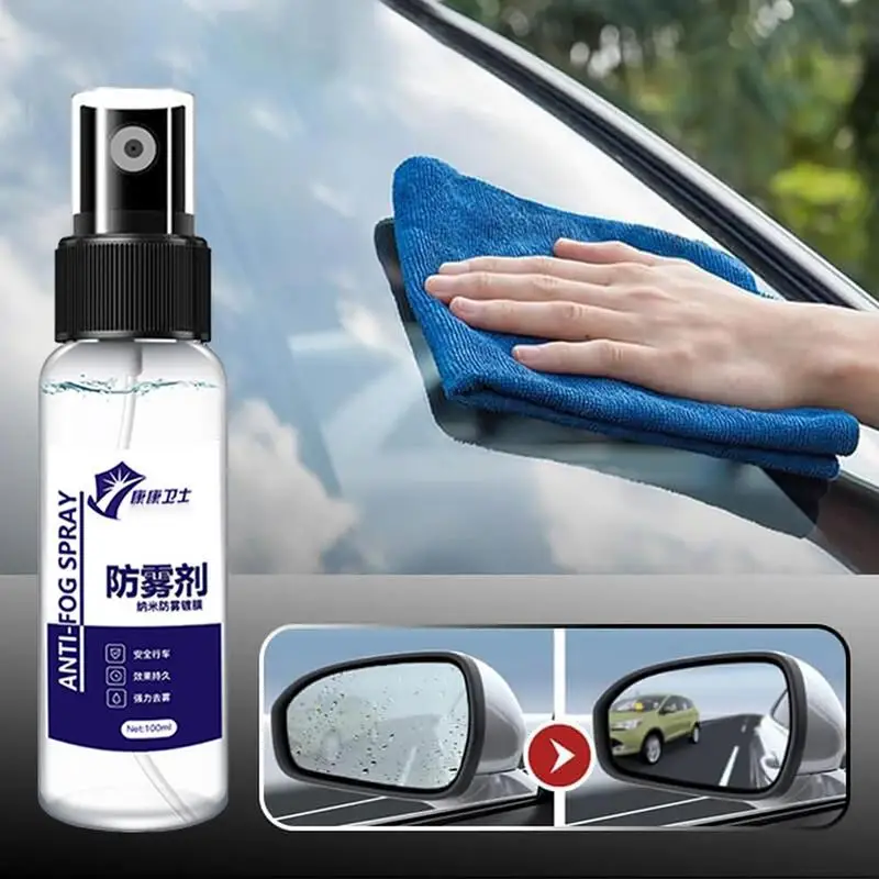Стойкий к пятнам спрей для внутреннего стекла автомобиля Улучшает обзорность При движении, Противотуманный спрей Предотвращает зрение, Ветровое стекло Водонепроницаемое для авто