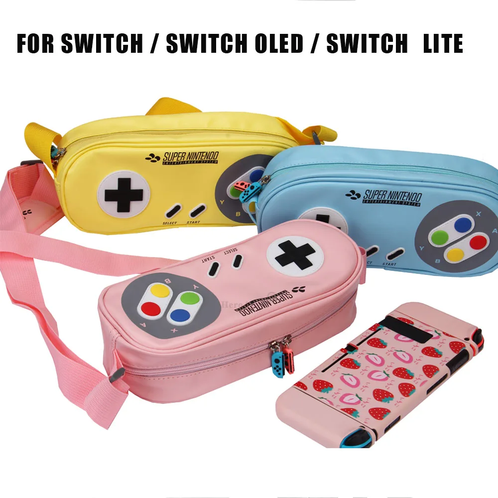 Сумка на плечевой ремень для отдыха для Nintendo Switch SNES Дорожный чехол для переноски, сумка для хранения зарядного кабеля для Switch Lite / OLED