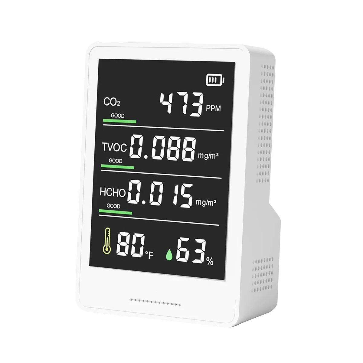 Тестер контроля качества воздуха, портативный детектор CO2 CO2, TVOC, HCHO, счетчик частиц влажности и температуры для домашнего автомобиля