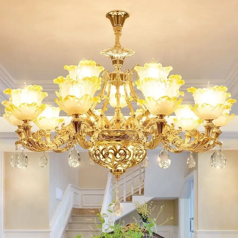 Традиционные люстры E14, роскошные хрустальные лампы для королевских вилл, освещение для украшения дома в гостиной, столовой