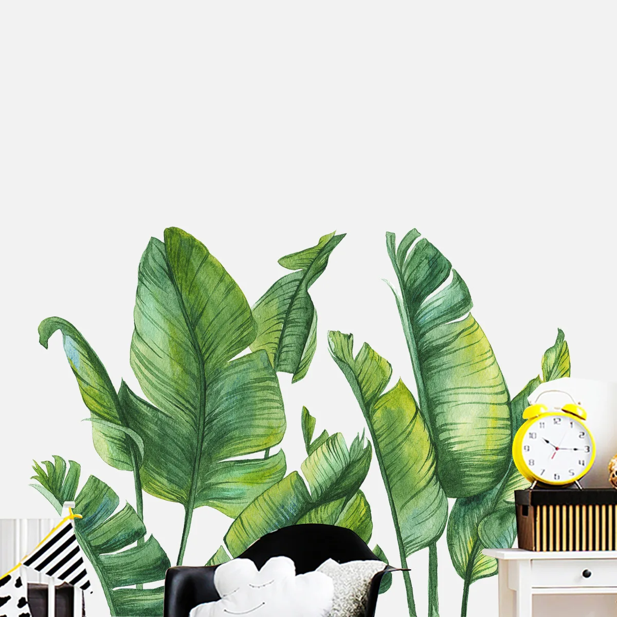 Тропические наклейки на стены, наклейки из пальмовых листьев для гостиной, Декор из зеленых растений, Самоклеящаяся художественная роспись, плакат, украшение дома Изображение 0 