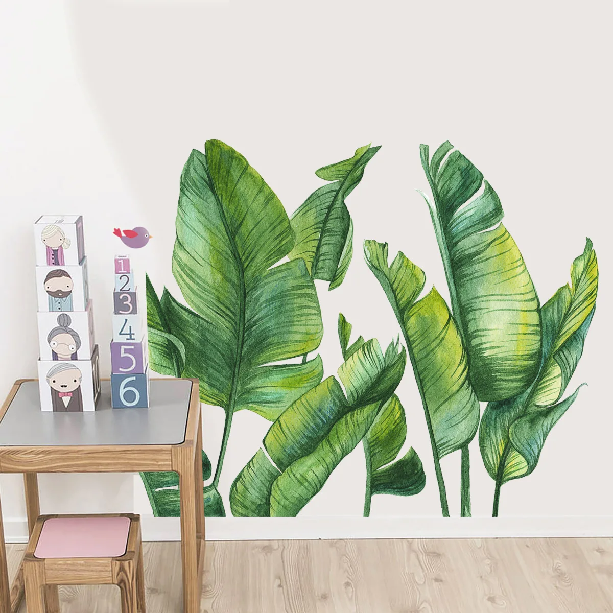 Тропические наклейки на стены, наклейки из пальмовых листьев для гостиной, Декор из зеленых растений, Самоклеящаяся художественная роспись, плакат, украшение дома Изображение 1 