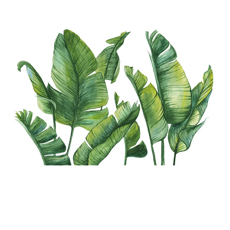 Тропические наклейки на стены, наклейки из пальмовых листьев для гостиной, Декор из зеленых растений, Самоклеящаяся художественная роспись, плакат, украшение дома Изображение 3 