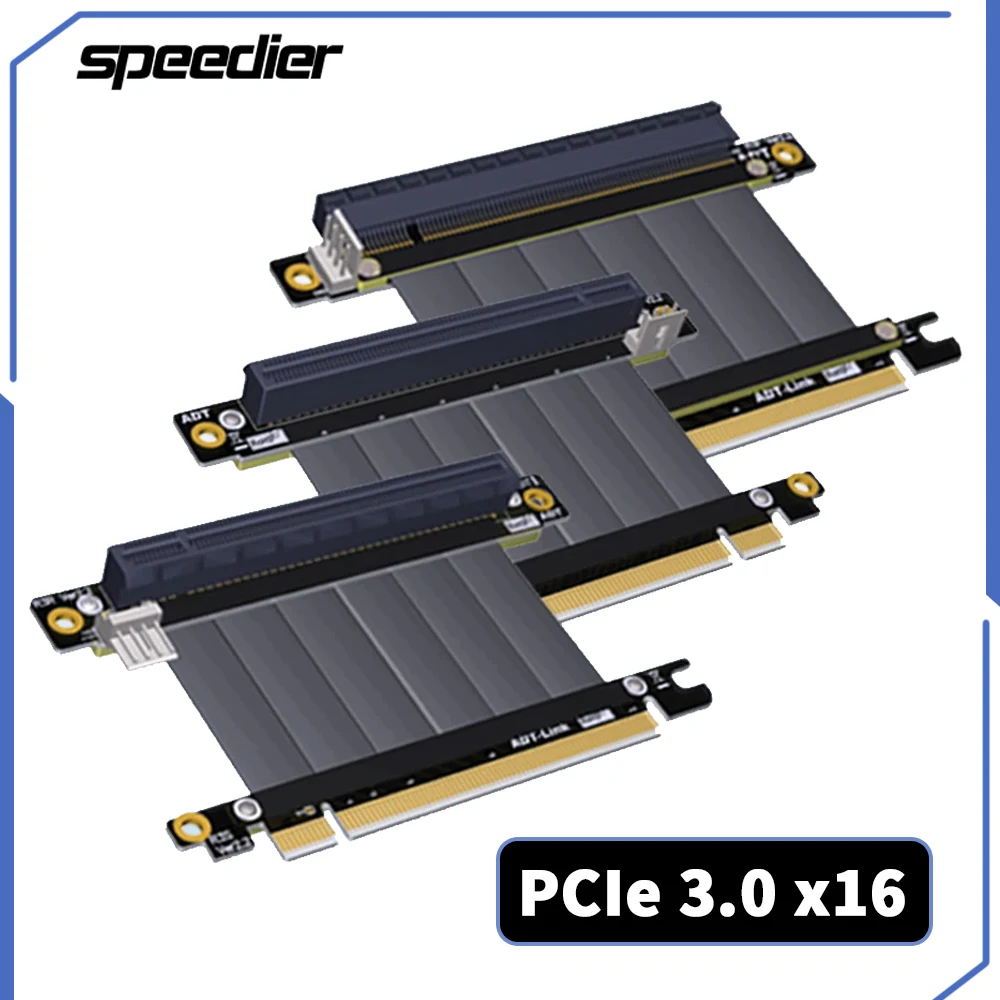 Удлинительный Кабель ADT PCIe от 16x до X16 с Поворотом на 90 180 270 Градусов с Кабелем Питания SATA для Материнской Платы сервера RTX3060 для Майнинга ETH