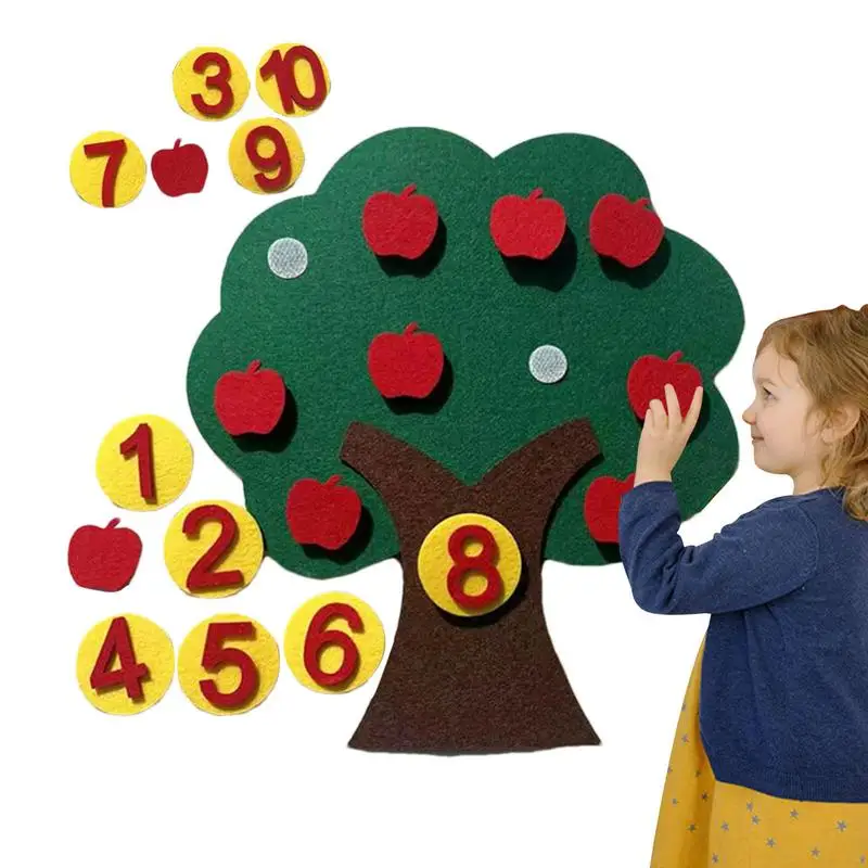 Фетровое Яблоневое дерево Классные Математические игры, игра для счета, детский сад Монтессори, Дошкольные учебные мероприятия, игрушки для подарков на День рождения Для