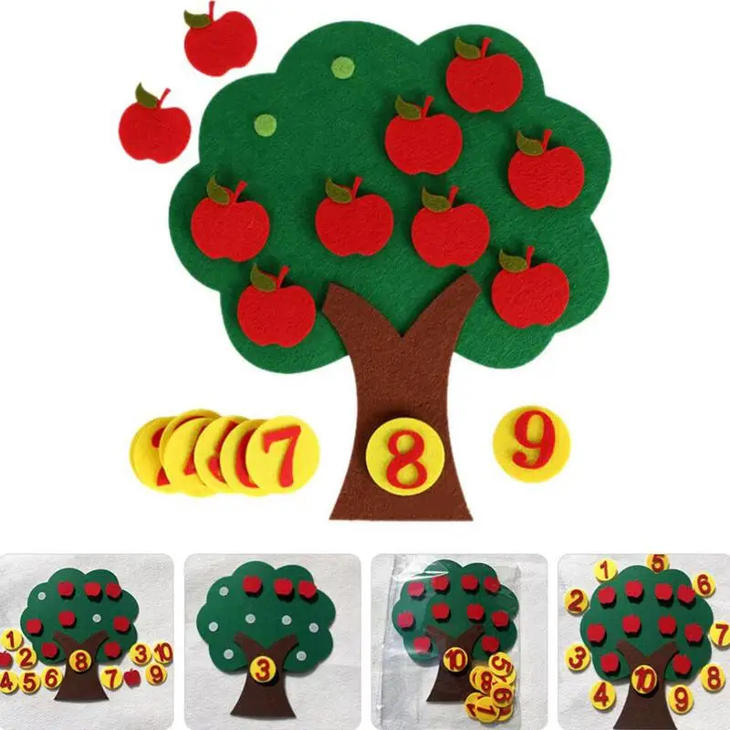 Фетровое Яблоневое дерево Классные Математические игры, игра для счета, детский сад Монтессори, Дошкольные учебные мероприятия, игрушки для подарков на День рождения Для Изображение 2 