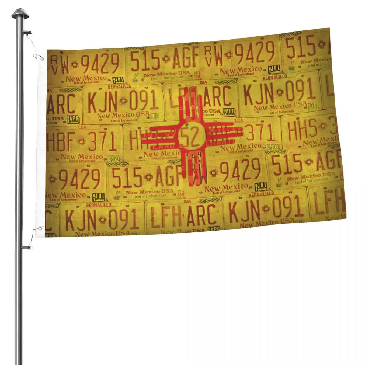 Флаг штата Нью-Мексико Винтажный флаг с номерным знаком, латунные втулки, флаг 2x3 фута, двусторонний флаг