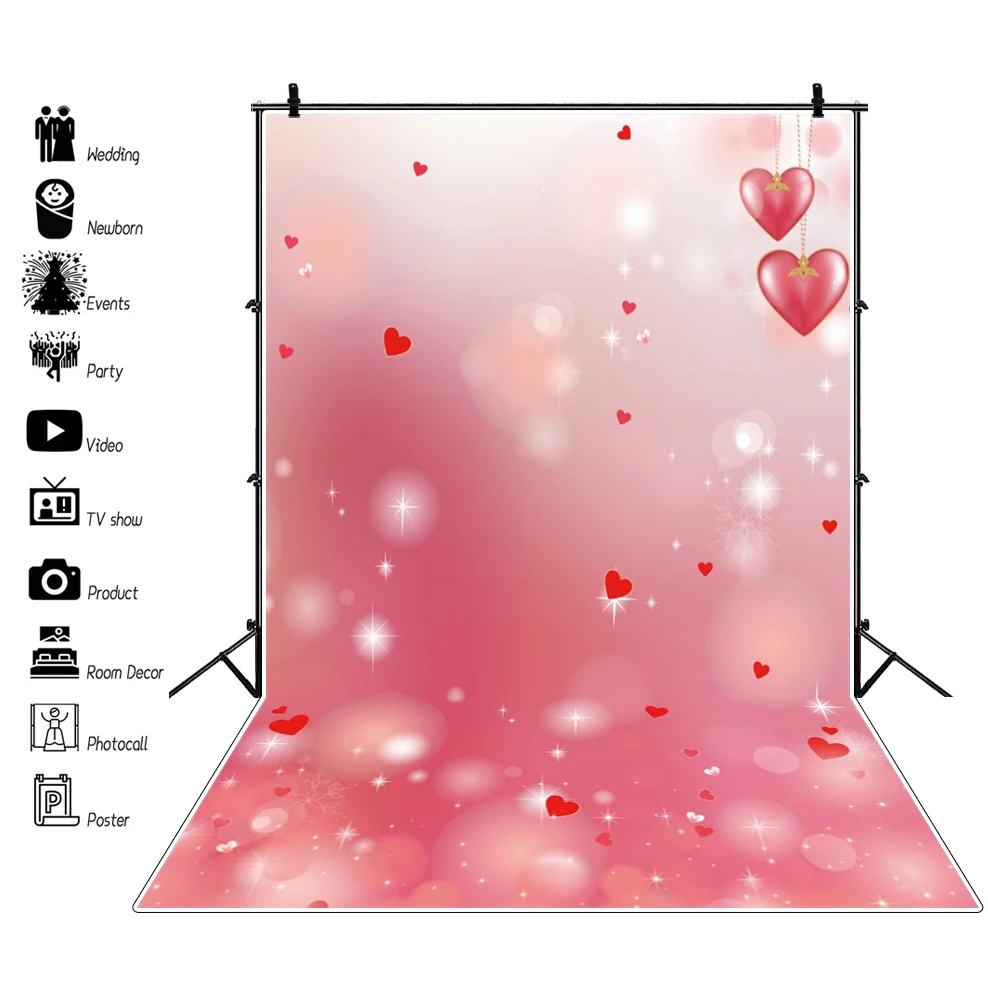 Фотография на День Святого Валентина 14 февраля, Красная роза, влюбленное сердце, блестящий свадебный фон с цветочным рисунком боке Изображение 1 