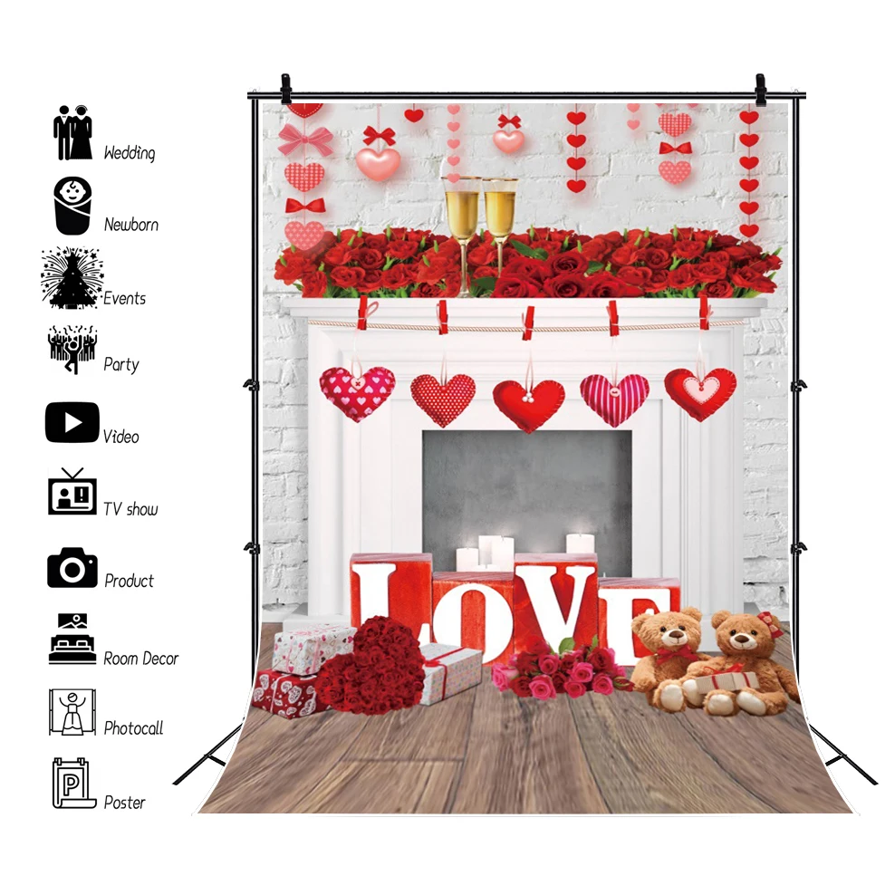 Фотография на День Святого Валентина 14 февраля, Красная роза, влюбленное сердце, блестящий свадебный фон с цветочным рисунком боке Изображение 5 