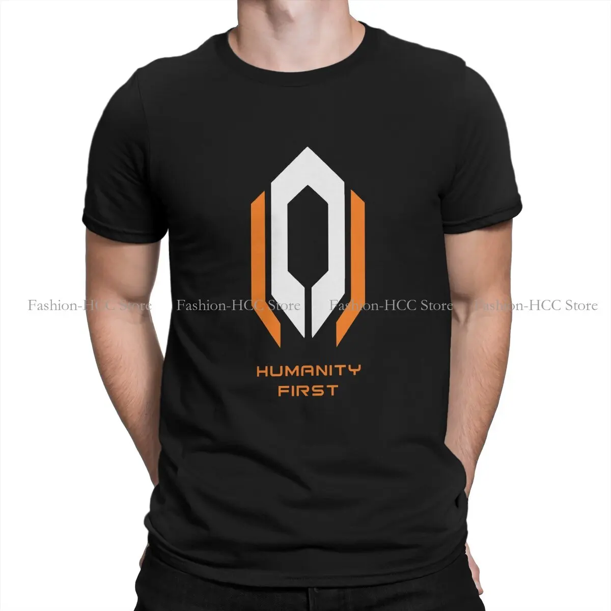 Футболка Humanity First с круглым вырезом Mass Effect Commander Shepard Asari Game Классическая футболка из полиэстера, модные мужские топы