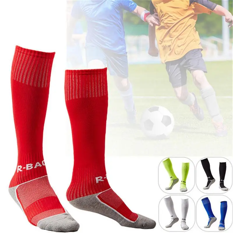 Футбольные носки для мальчиков, Бейсбольные носки для софтбола, футбольные носки с полотенцем, детские футбольные носки, детские однотонные носки выше колена, длинные футбольные Изображение 3 