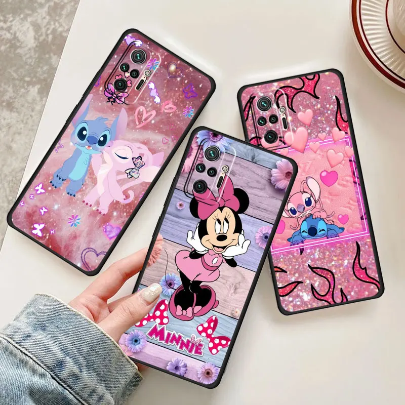 Чехол Для Телефона Minnie Stitch Anne Disney Для Xiaomi Redmi Note 11 12 Pro 5G 8 10c k50 10 Pro 9 9s Силиконовый Мягкий Черный Чехол Capa