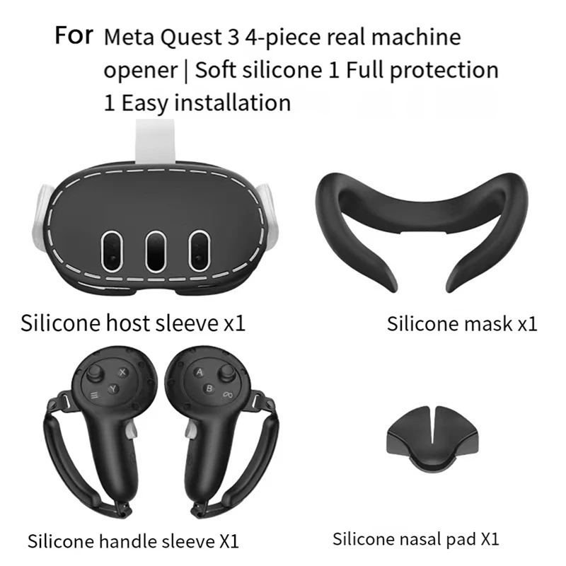 Чехол для контроллера из горячего силикона + лицевая крышка + чехол для ручки для виртуальной гарнитуры Meta Quest 3 4 В 1 для Meta Quest 3 Изображение 3 