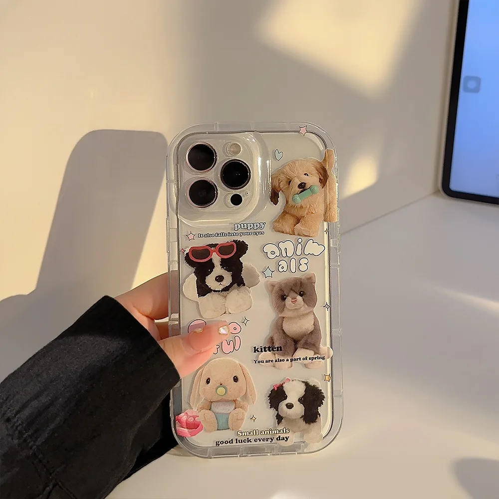 Чехол для телефона Ins Style Glitter Doll Cat Dog для iPhone 14 12 13 11 Pro ProMax Plus X XR Xsmax противоударный чехол для телефона Изображение 3 