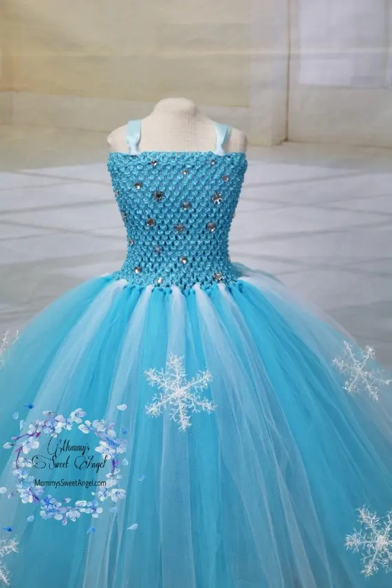 ШИКАРНАЯ принцесса Эльзы МЕЧТЫ, платья-пачки для девочек, соответствующий шиньон, костюм принцессы на Хэллоуин, детская одежда для дня рождения Эльзы Изображение 1 