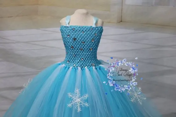 ШИКАРНАЯ принцесса Эльзы МЕЧТЫ, платья-пачки для девочек, соответствующий шиньон, костюм принцессы на Хэллоуин, детская одежда для дня рождения Эльзы Изображение 2 