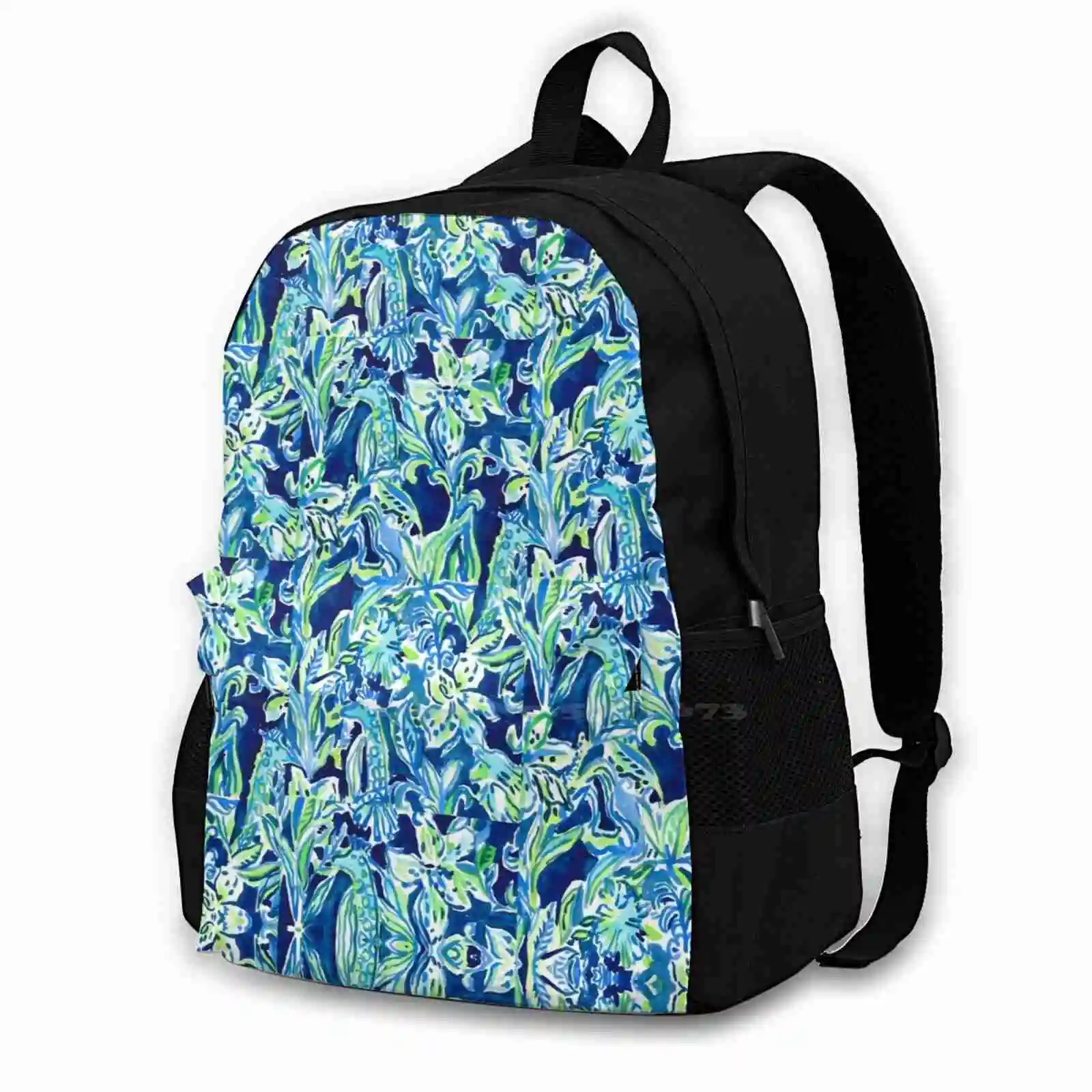 Школьные сумки с принтом для девочек-подростков, сумки для ноутбука, дорожные сумки с цветочным принтом, весна-лето, Южный сине-зеленый цветок с жирафом