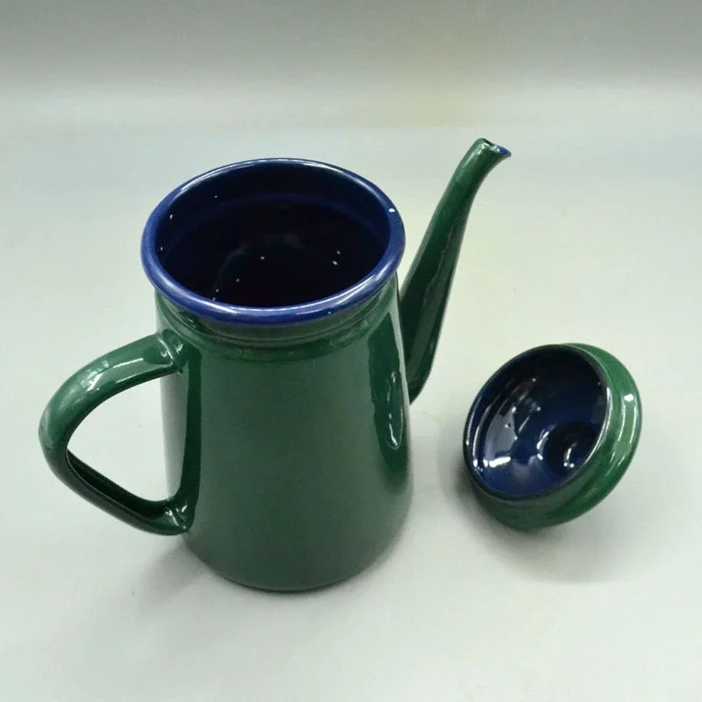 Эмалированный кофейник объемом 1,1 л, Армейский Зеленый чайник, Ресторанный чайник для дома, Эмалированная Кофейная чашка Изображение 4 