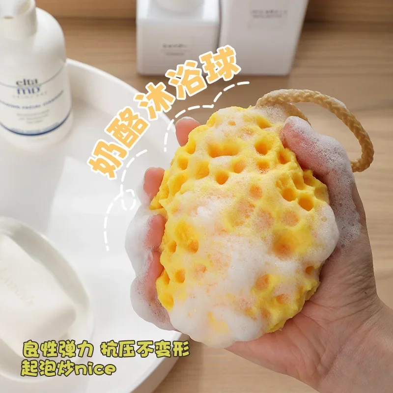 Японский шарик для ванны с пчелиными сотами, удобная, не рыхлая, Супер Мягкая губка для детей, прекрасный скраб для ванн, женский цветок для ванны