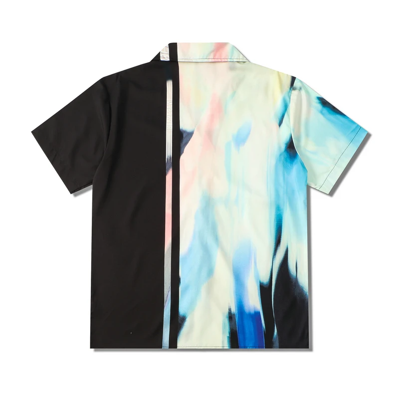 Яркая винтажная рубашка в стиле пэчворк Y2K, Новая Летняя мужская Гавайская рубашка с коротким рукавом, Мужские повседневные пляжные рубашки с принтом, Мужской топ оверсайз Изображение 1 