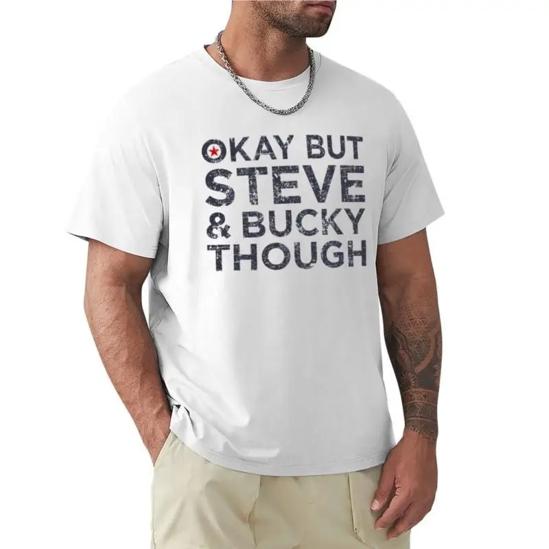 мужская летняя футболка для мальчиков Steve and Bucky Though - Dark Text aesthetic clothes, черные футболки для мужчин, новая мужская хлопчатобумажная футболка